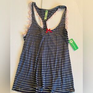 NWT Honey Dew striped and lace pajama top